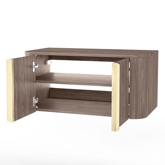 Cabinet for Basin on Countertop Bassa 80 cm, Lincoln Walnut, Gold Handles, Rounded