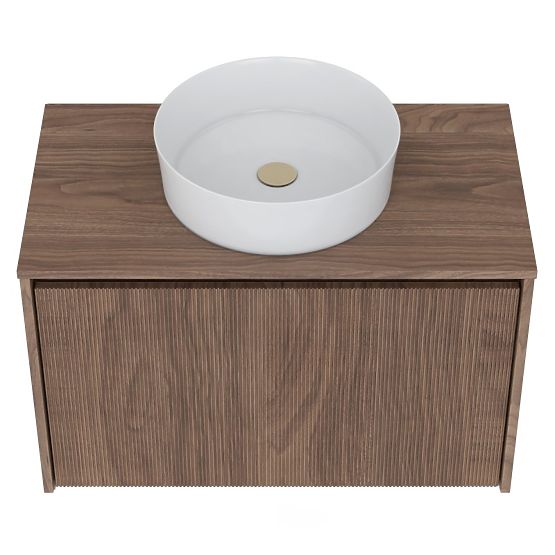 Cabinet for Countertop Sink Pezzo 80 cm, Walnut, Grooved
