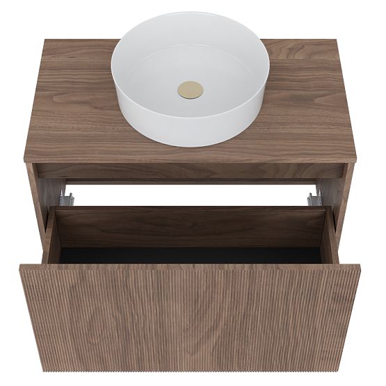 Cabinet for Countertop Sink Pezzo 80 cm, Walnut, Grooved