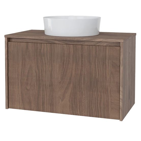 Cabinet for Countertop Sink Pezzo 80 cm, Walnut, Grooved