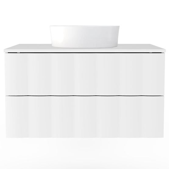 Cabinet for countertop washbasin Grita 80 cm, white, wavy front panel