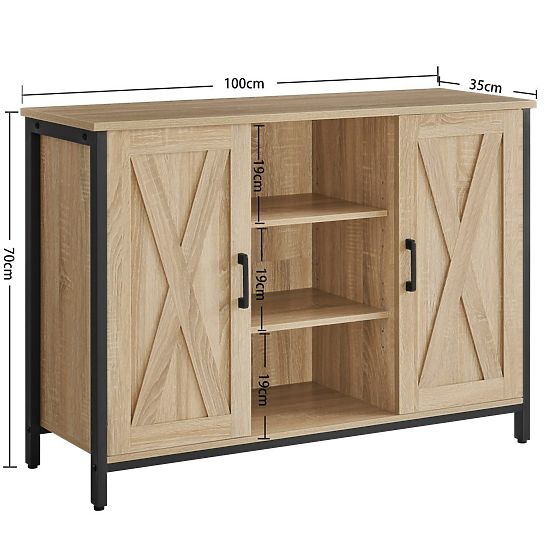 Cabinet with Adjustable Shelves and Legs in Sonoma Oak