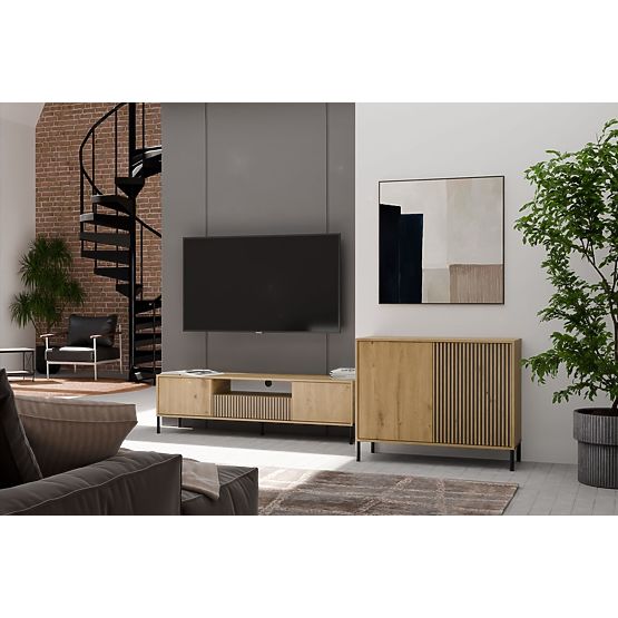 Cabinet with Grooved Front Kamaro 2D Slim / Smooth Artisan Oak Slats