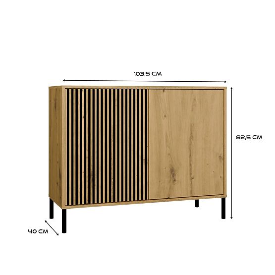Cabinet with Grooved Front Kamaro 2D Slim / Smooth Artisan Oak Slats