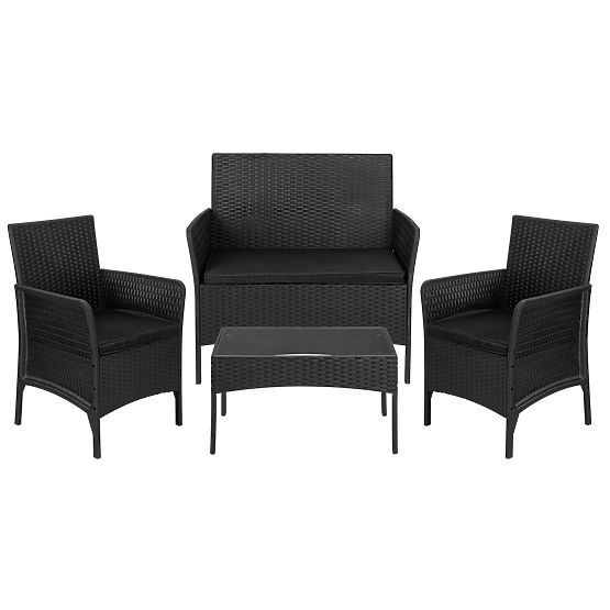 CAMELIA Black Garden Furniture Set with Black Cushions