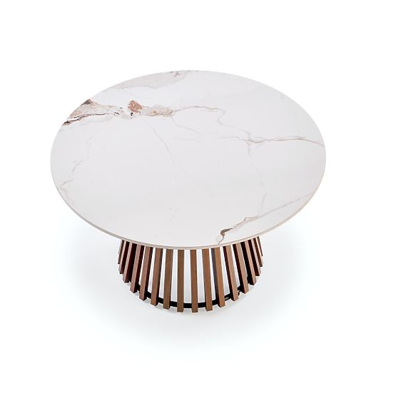 CARINA coffee table beige marble / walnut (2pcs=1set)