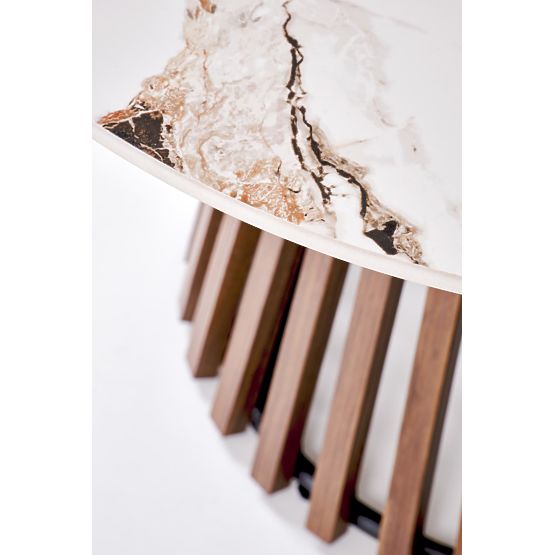 CARINA coffee table beige marble / walnut (2pcs=1set)