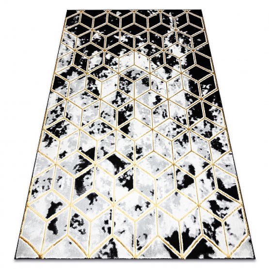 Carpet ALLURE 1966 Cube 3D - Structural, Stylish, Glamour Black/Gold