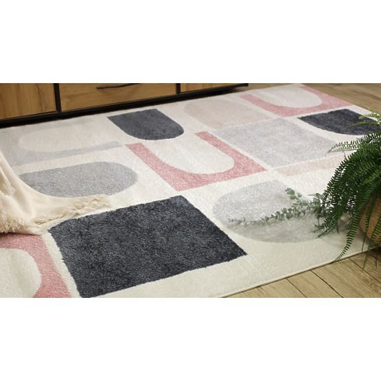 Carpet FUSION 0213 White/Dark Pink - Geometric, Modern, Abstract