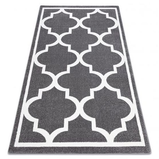 Carpet SKETCH - F730 Moroccan Clover Pattern, Gray Grid / White