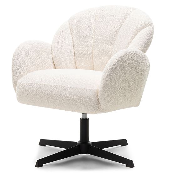 Casablanca Swivel Chair White, Boucle