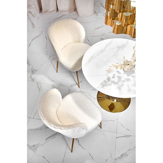 CASEMIRO Table Top - White Marble, Leg - Gold (2p=1pc)