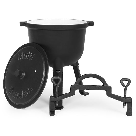 Cast Iron Enamelled 5L Standing Pot Hunting Campfire Grill MultiGarden