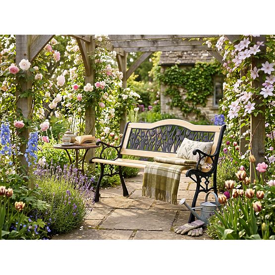 Cast Iron Garden Bench TULIP
