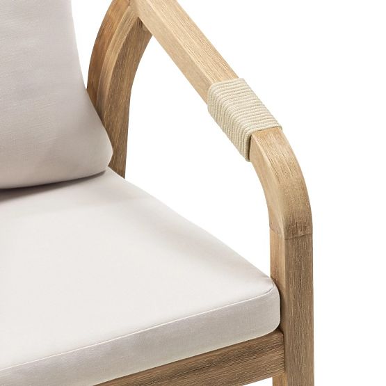 Castello Garden Chair with Wicker, Acacia Wood FSC, Teak Look, Beige
