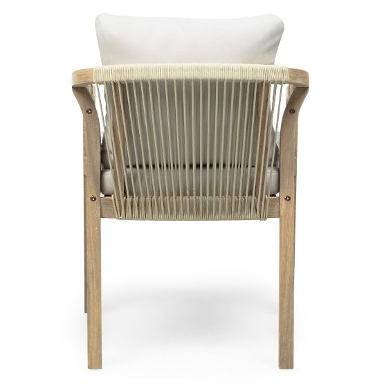 Castello Garden Chair with Wicker, Acacia Wood FSC, Teak Look, Beige
