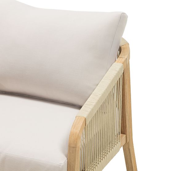 Castello Garden Furniture Set, Wicker, FSC Acacia Wood, Teak Finish, Beige