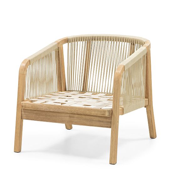 Castello Garden Furniture Set, Wicker, FSC Acacia Wood, Teak Finish, Beige