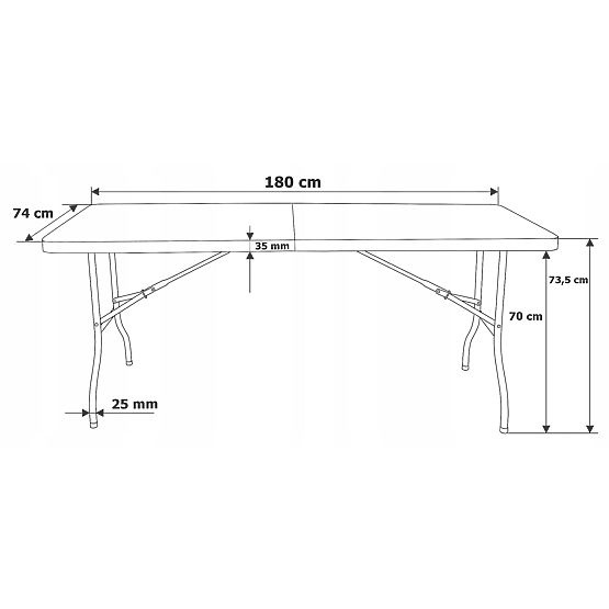 Catering Set FETA BLACK 180 cm + 6 BASICO Chairs