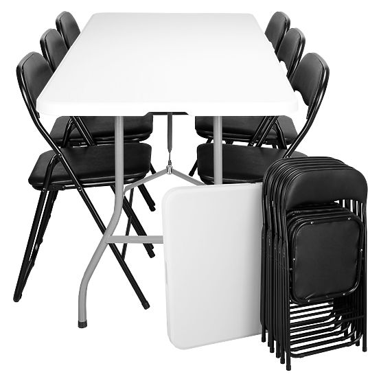 Catering Set FETA WHITE 180 cm + 6 BASICO Chairs