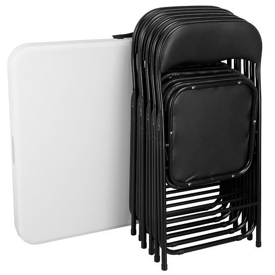 Catering Set FETA WHITE 180 cm + 6 BASICO Chairs