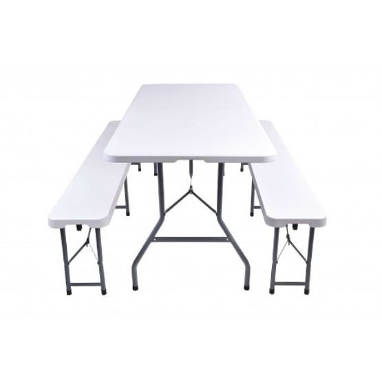Catering Set FETA WHITE Table + 2 Benches