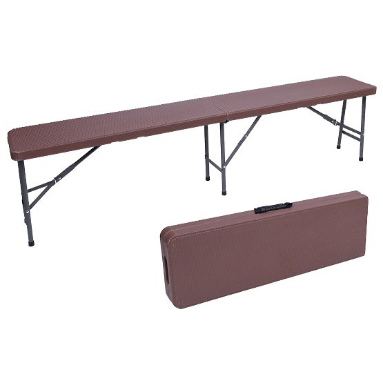 Catering Set Rattan Brown Table 180 cm + 2 Benches