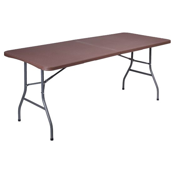 Catering Set Rattan Brown Table 180 cm + 2 Benches