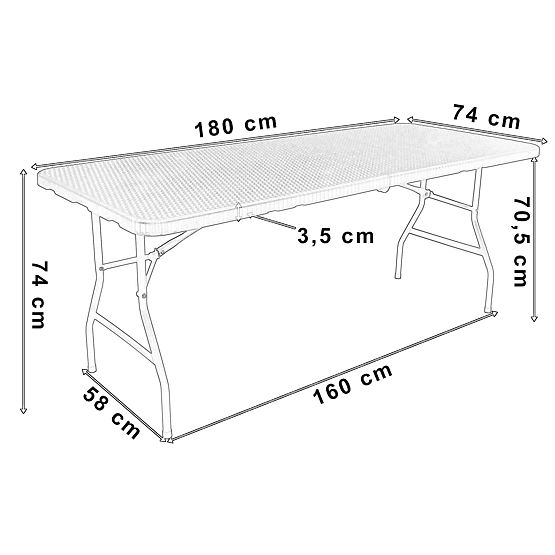 Catering Set RATTAN Table 180 cm + 6 Chairs