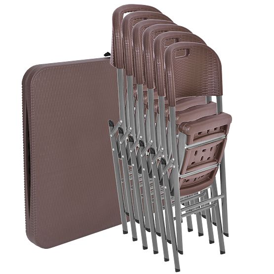 Catering Set RATTAN Table 180 cm + 6 Chairs