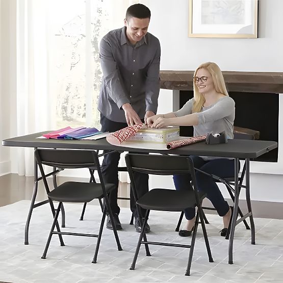 Catering Table 180 cm Foldable into a Case Black ModernHome