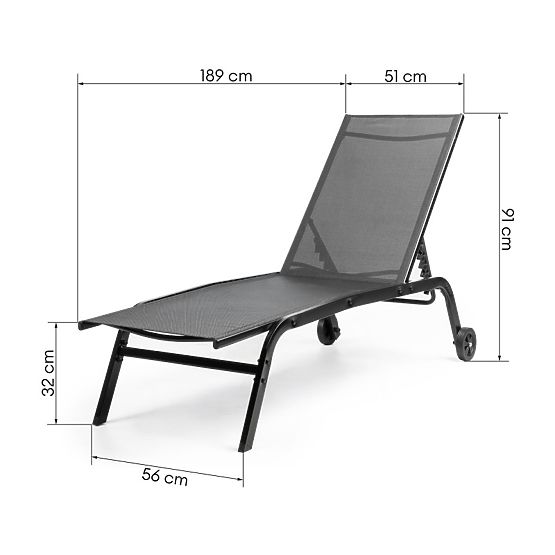 Celly Adjustable Garden Lounger, Black