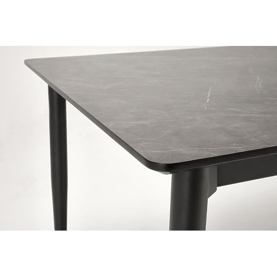 CHARLES Extendable Table, Top - Gray Marble, Legs - Black