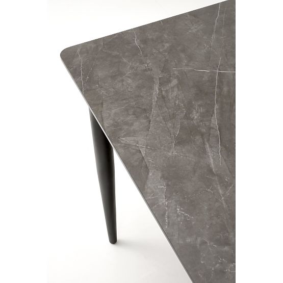 CHARLES Extendable Table, Top - Gray Marble, Legs - Black