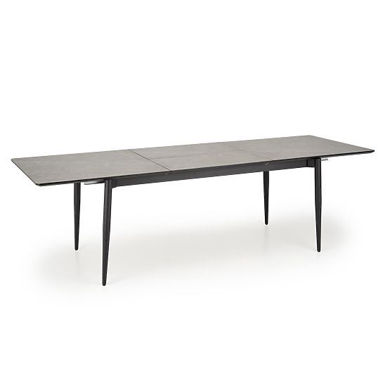 CHARLES Extendable Table, Top - Gray Marble, Legs - Black