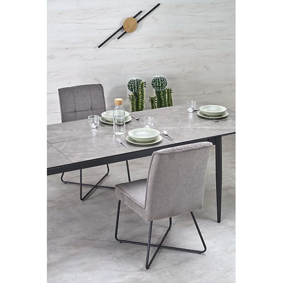 CHARLES Extendable Table, Top - Gray Marble, Legs - Black