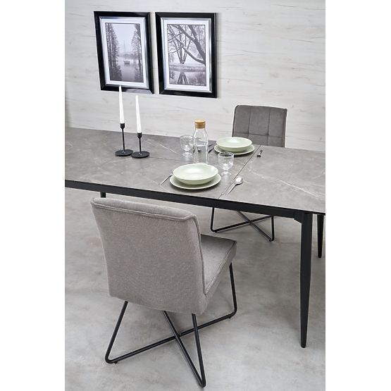 CHARLES Extendable Table, Top - Gray Marble, Legs - Black