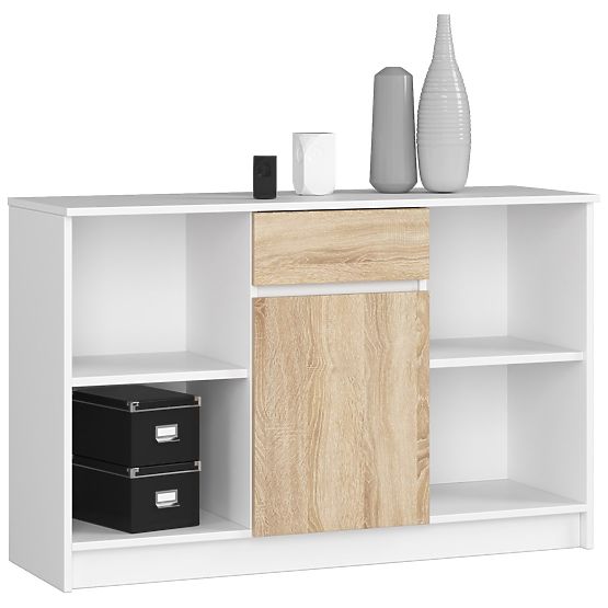 CHEST OF DRAWERS B-17 120 cm 1 DRAWER 1 DOOR PK WHITE / SONOMA