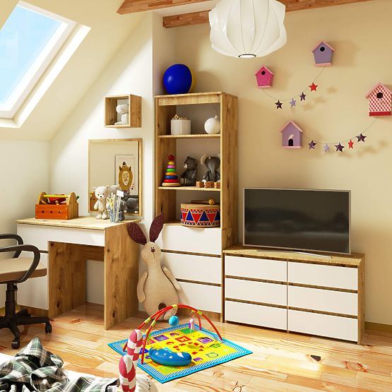 CHEST OF DRAWERS CL100 6DRW PK OAK ARTISAN / WHITE