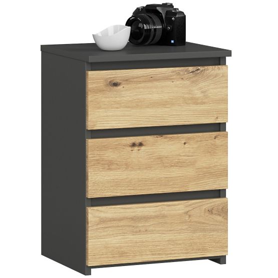 CHEST OF DRAWERS CL3/40 PK GRAPHITE GRAY / ARTISAN OAK