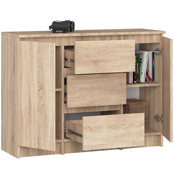 CHEST OF DRAWERS K100 2D 3SZ PK OAK SONOMA