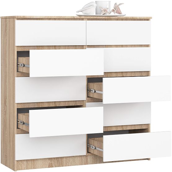 CHEST OF DRAWERS K120 10SZ CLP PK OAK SONOMA / WHITE