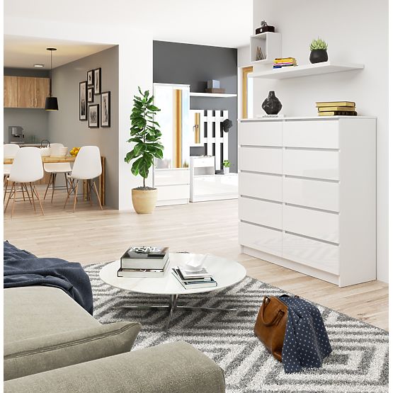 CHEST OF DRAWERS K120 10SZ CLP PK WHITE GLOSS