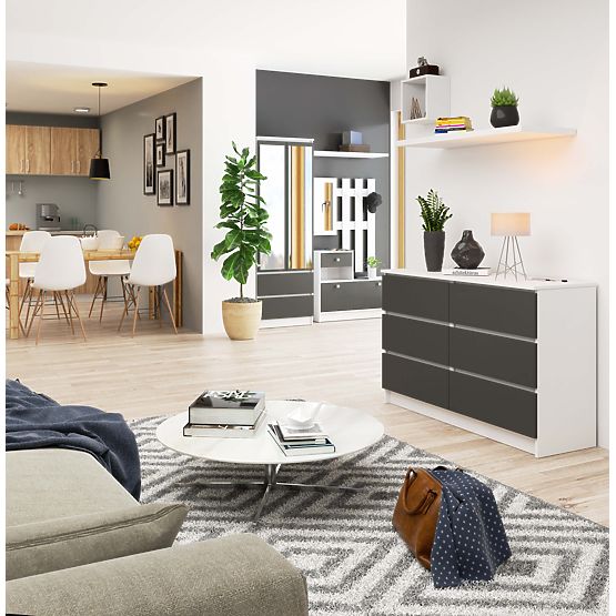 CHEST OF DRAWERS K120 6SZ CLP PK WHITE / GRAY