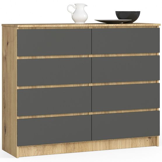 CHEST OF DRAWERS K120 8SZ CLP PK ARTISAN OAK / GRAY