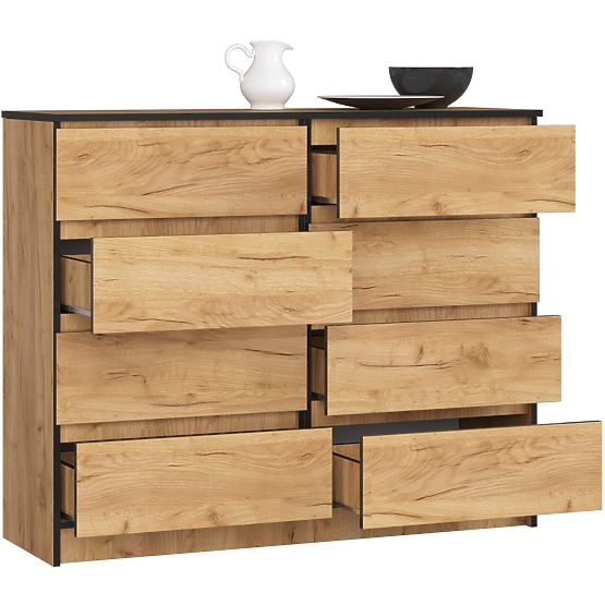 CHEST OF DRAWERS K120 8SZ CLP PK CRAFT OAK