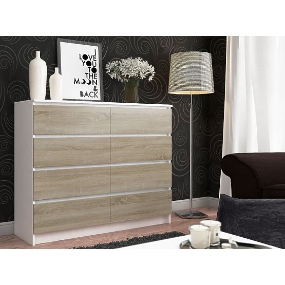 CHEST OF DRAWERS K120 8SZ PK WHITE / SONOMA