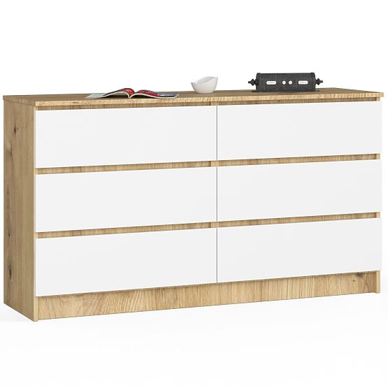 CHEST OF DRAWERS K140 6SZ CLP OAK ARTISAN / WHITE