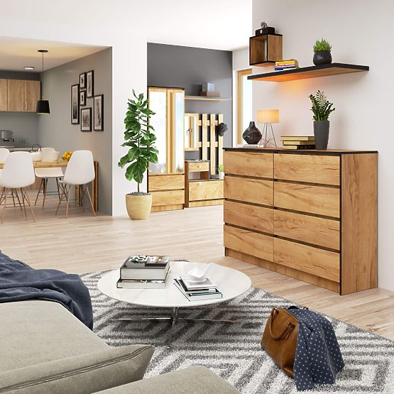 CHEST OF DRAWERS K140 8SZ CLP OAK CRAFT