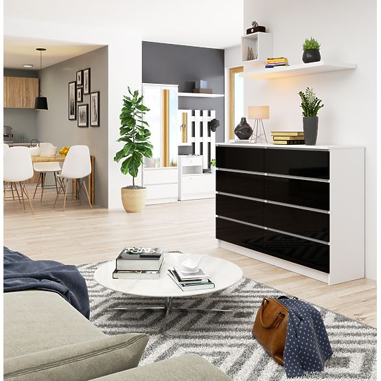 CHEST OF DRAWERS K140 8SZ CLP PK BLACK GLOSS